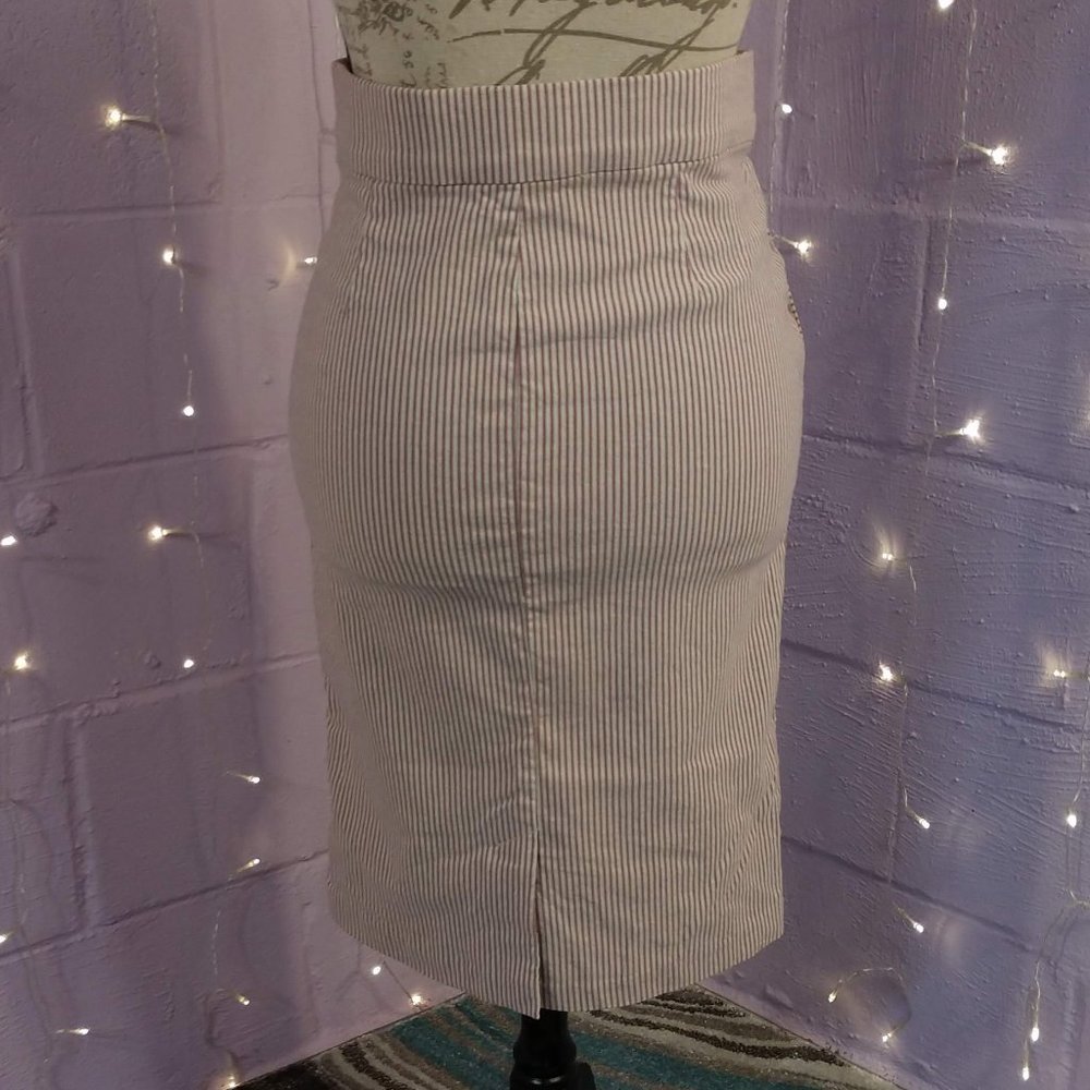 Linda Matthews Stretch Striped Pencil Skirt - Picture 6 of 7